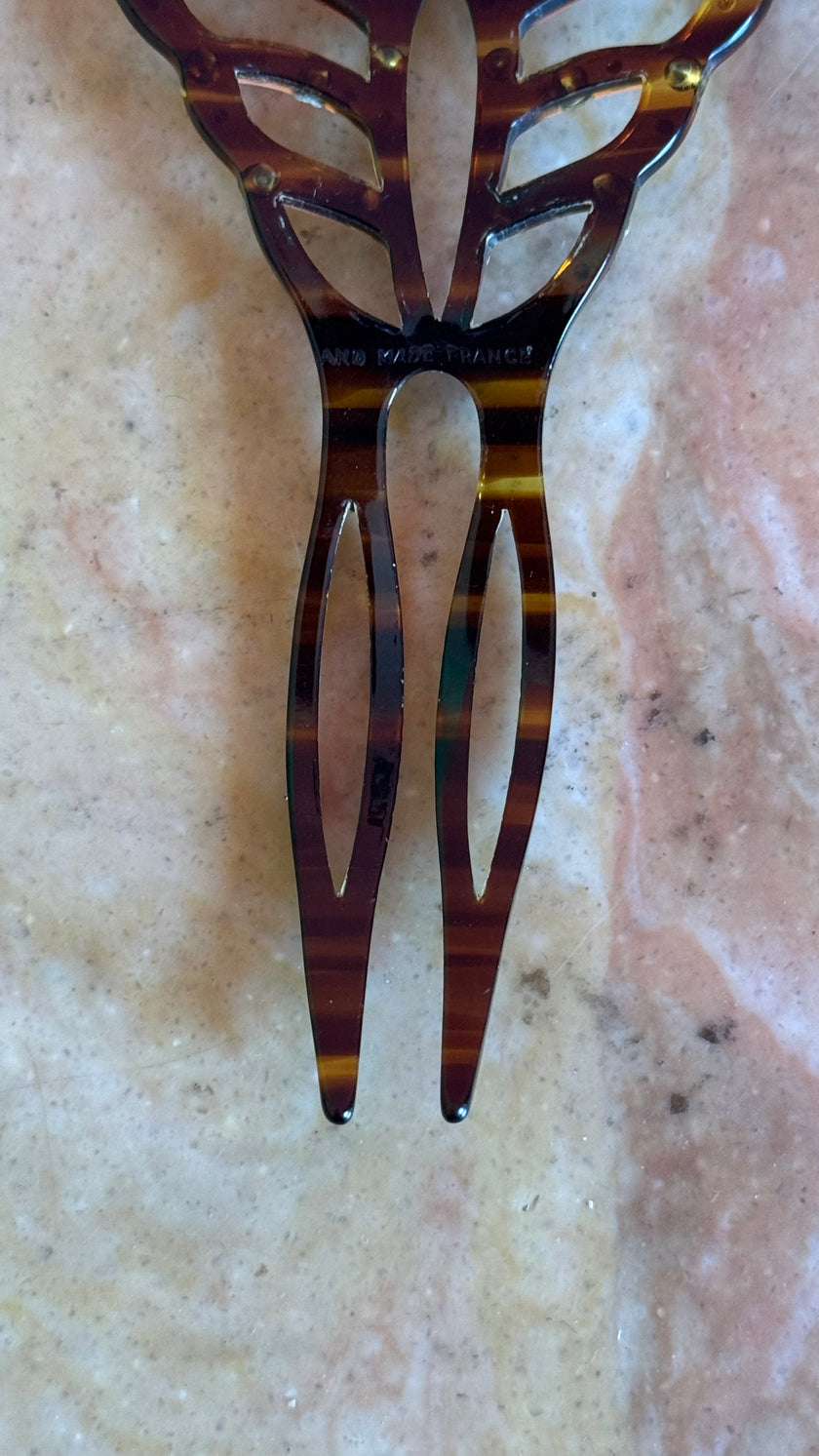 Vintage 1920s French Butterfly Rhinestone Hair Pin