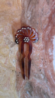 Vintage 1920s Amber Floral Rhinestone Two-Prong Hair Pin