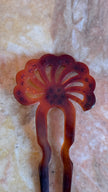 Vintage 1920s Amber Floral Rhinestone Two-Prong Hair Pin