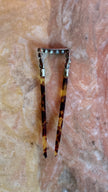 Vintage 1920s Tortoiseshell-Effect Rhinestone Two-Prong Hair Pin