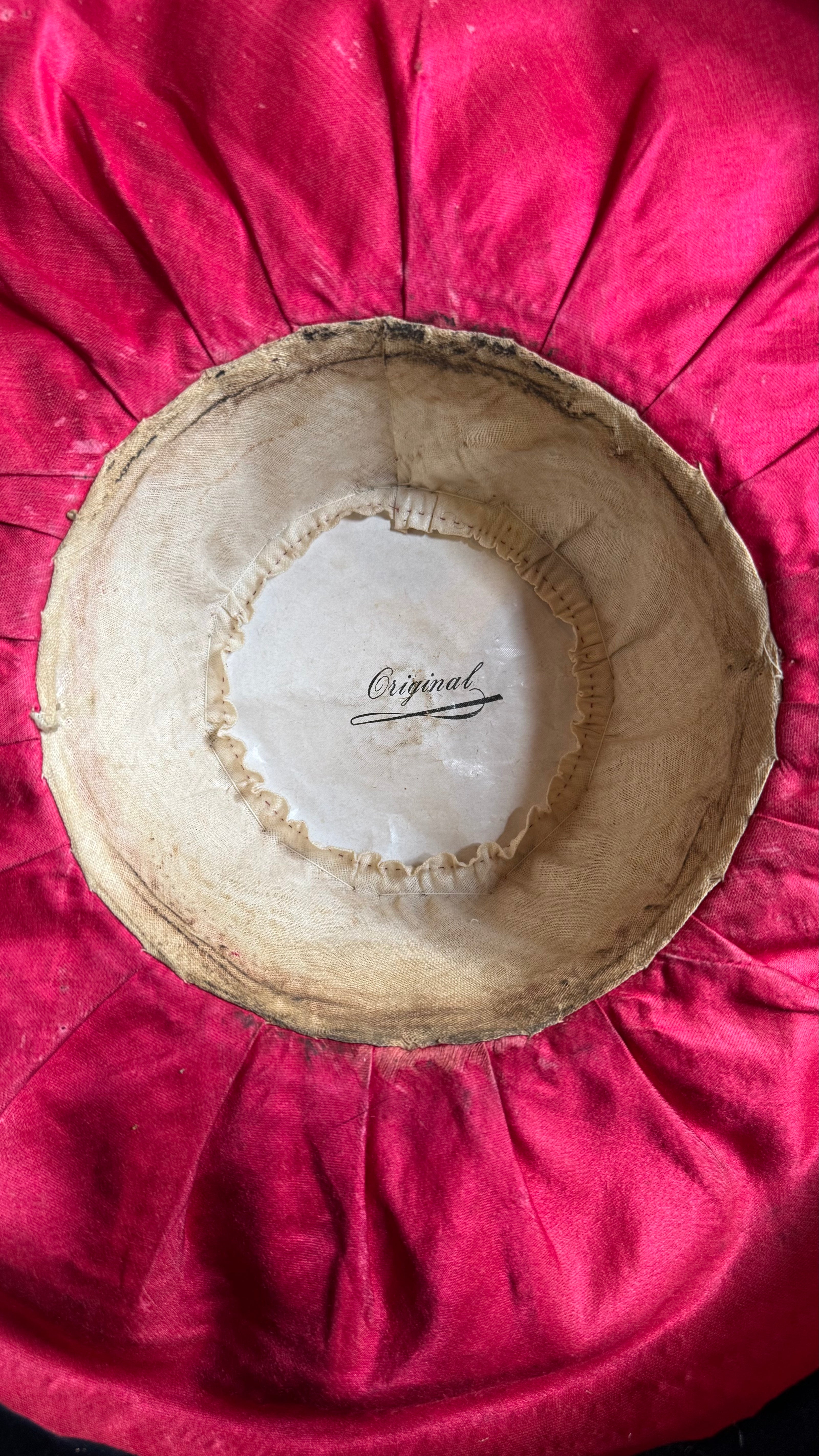 Vintage 1940s Natural Straw Wide Brim Hat With Embroidered Crown