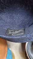 Vintage 1950s Black Wide Brim Straw Hat With Satin Bow