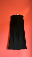 Vintage 1960s Black Textured A-Line Dress With Bow Detail