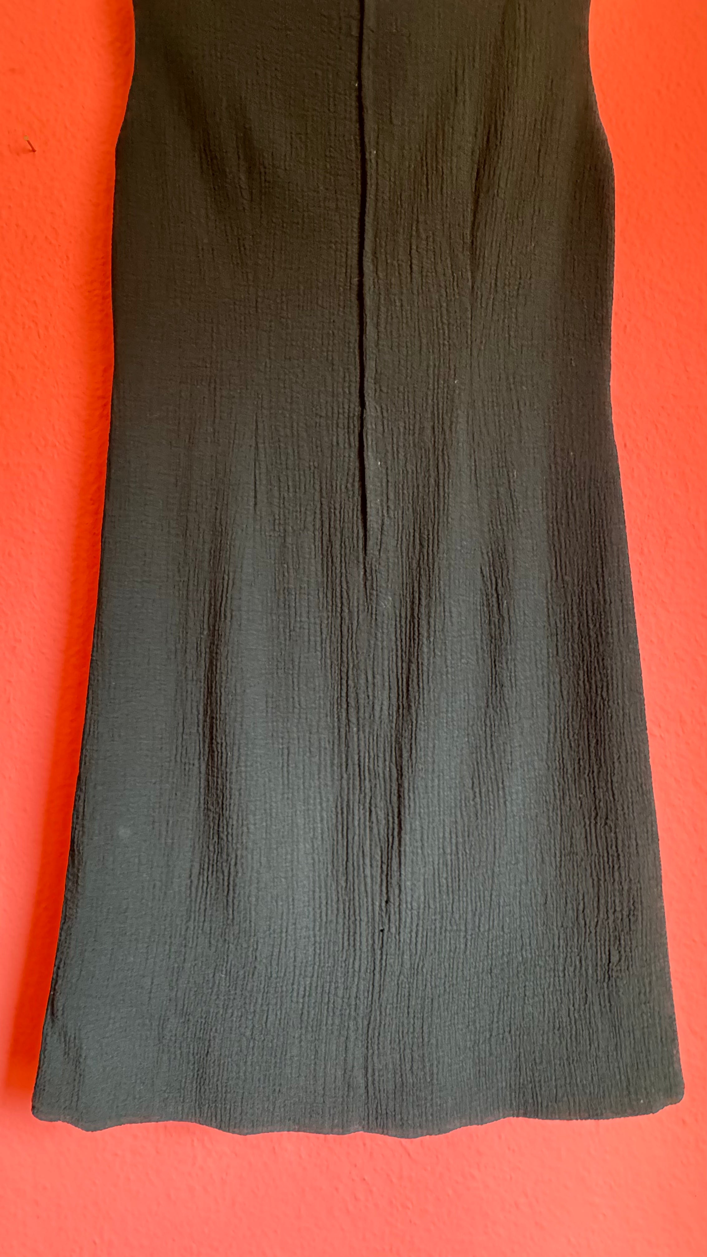Vintage 1960s Black Textured A-Line Dress With Bow Detail
