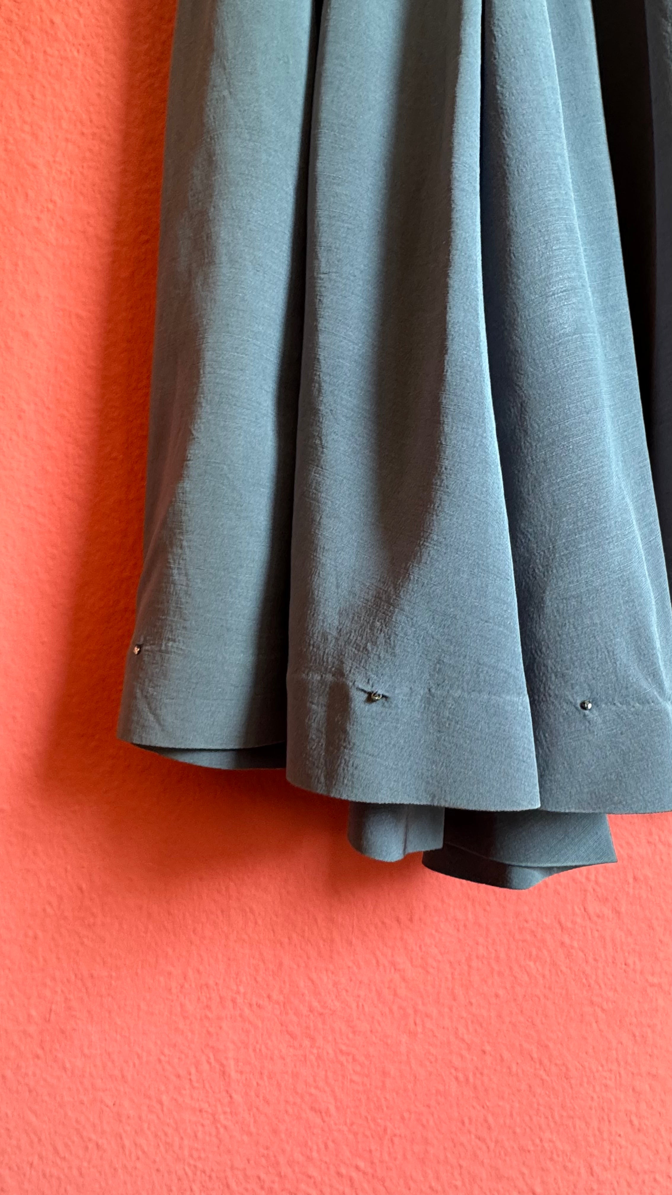 Vintage 1940s Slate Blue Pleated Dress With Belt