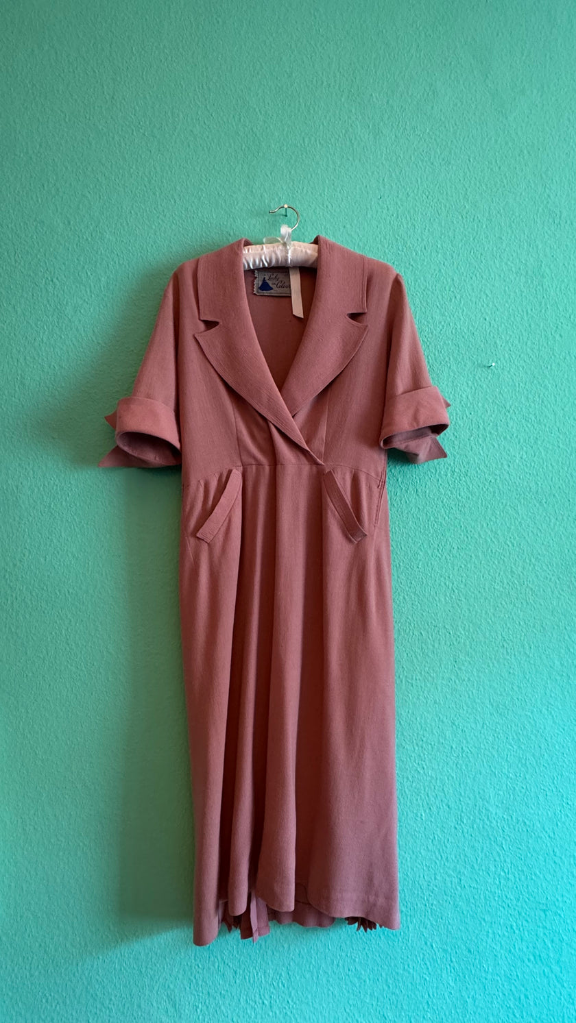 Vintage 1940s Dusty Rose Pleated Dress by A Lady in Colour