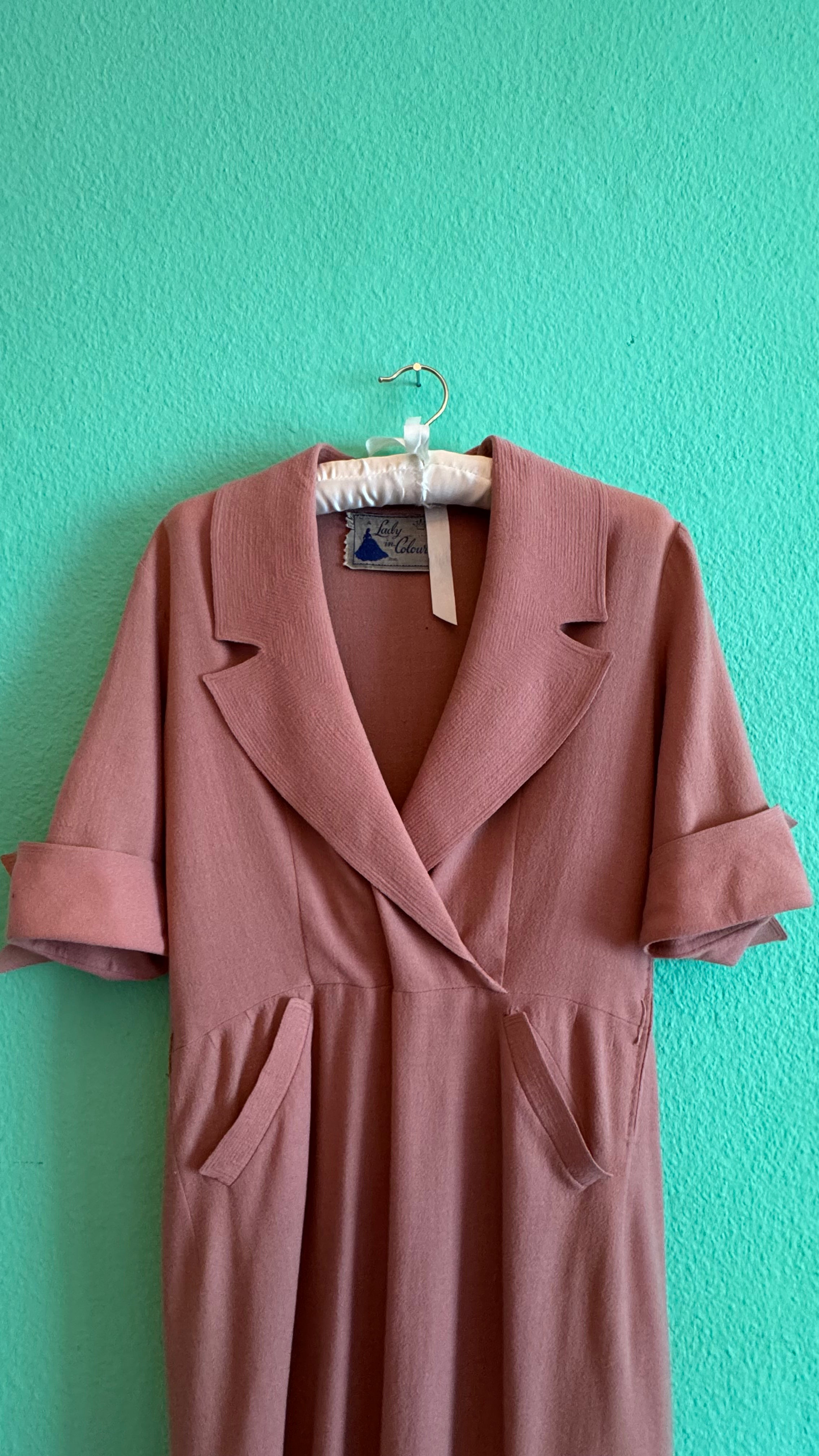 Vintage 1940s Dusty Rose Pleated Dress by A Lady in Colour