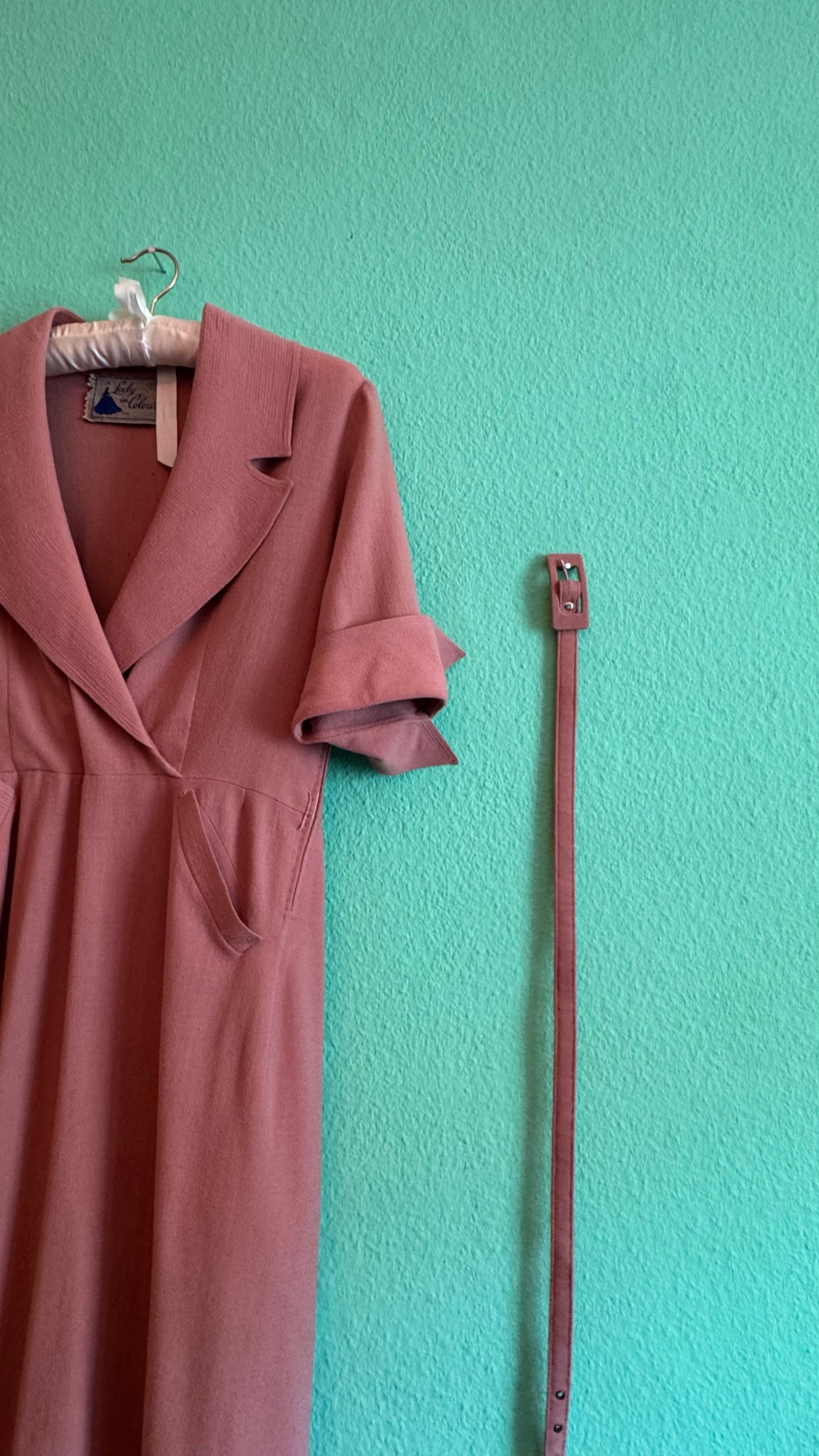Vintage 1940s Dusty Rose Pleated Dress by A Lady in Colour