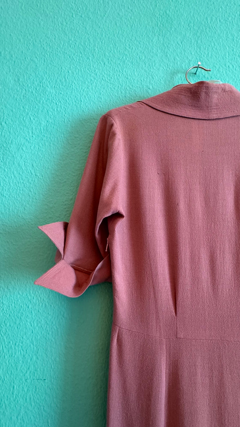 Vintage 1940s Dusty Rose Pleated Dress by A Lady in Colour