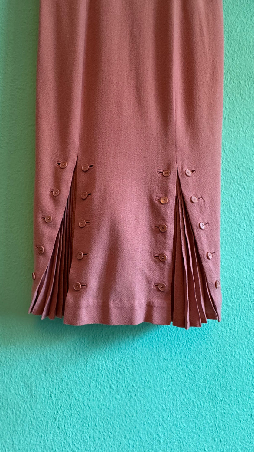 Vintage 1940s Dusty Rose Pleated Dress by A Lady in Colour