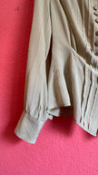 Vintage 1980s Ivory Pinstripe Blouse With Covered Buttons