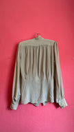 Vintage 1980s Ivory Pinstripe Blouse With Covered Buttons