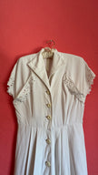 Vintage 1940s Ivory Cutwork Button-Front Dress