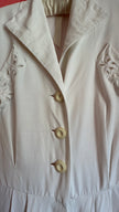 Vintage 1940s Ivory Cutwork Button-Front Dress