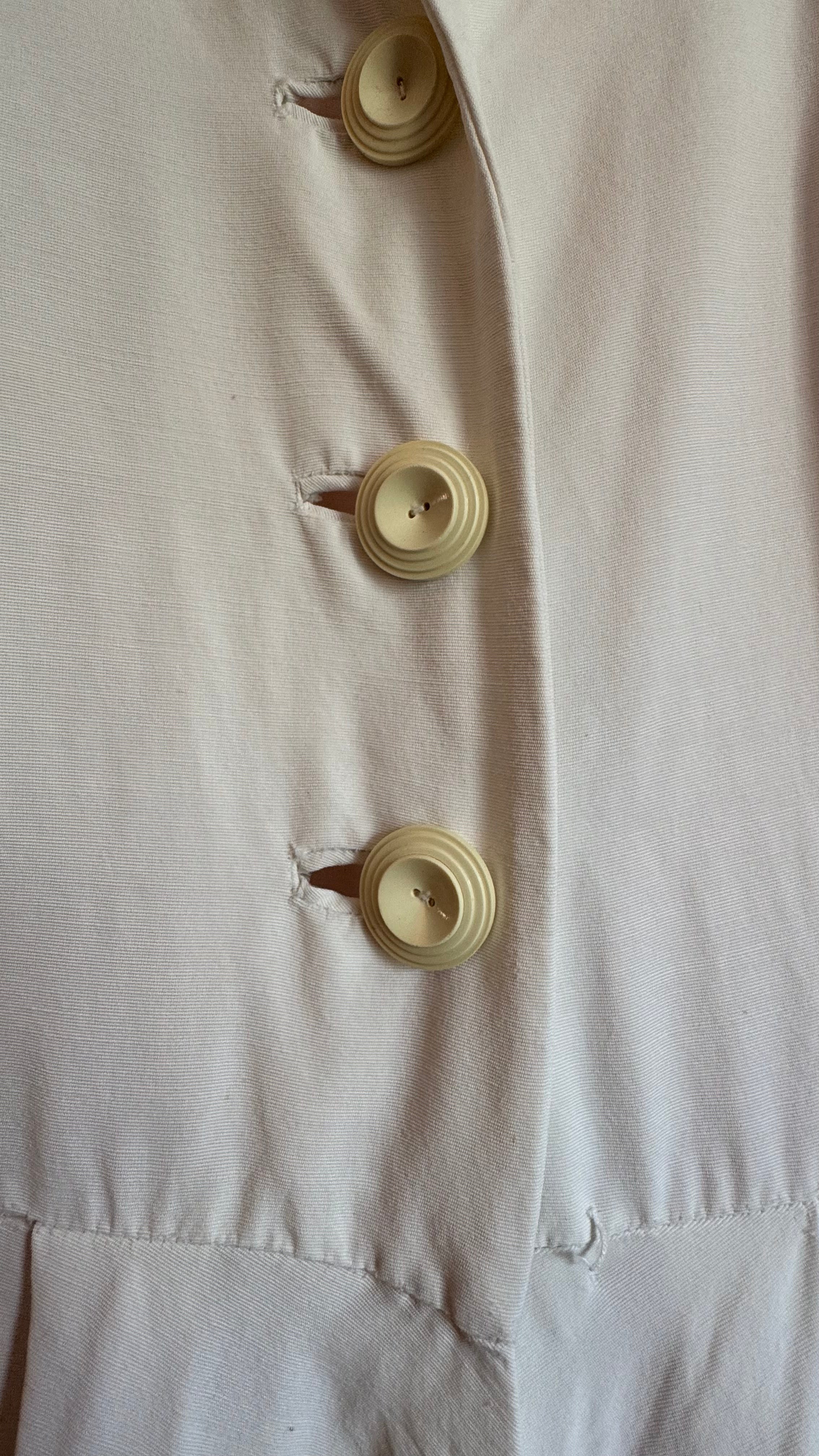 Vintage 1940s Ivory Cutwork Button-Front Dress
