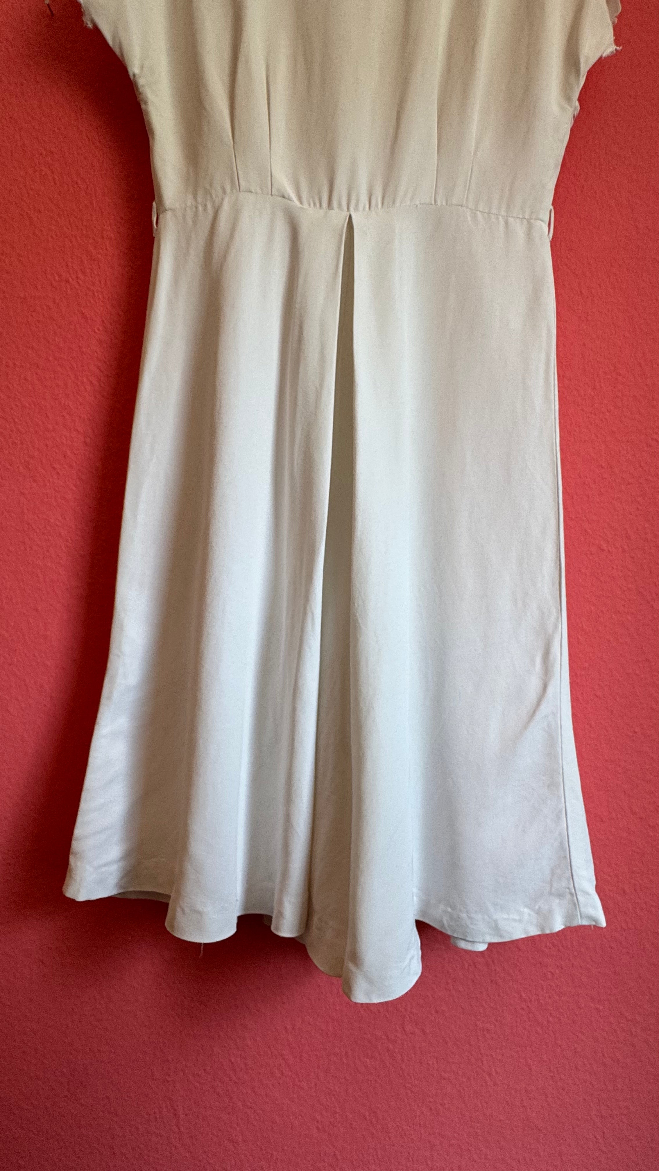 Vintage 1940s Ivory Cutwork Button-Front Dress