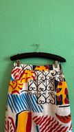 Vintage 1950s Abstract Print Cotton Pencil Skirt