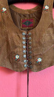 Vintage 1990s Brown Embroidered Folk Vest With Metal Buttons