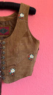 Vintage 1990s Brown Embroidered Folk Vest With Metal Buttons