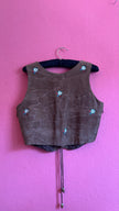 Vintage 1990s Brown Embroidered Folk Vest With Metal Buttons