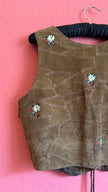 Vintage 1990s Brown Embroidered Folk Vest With Metal Buttons
