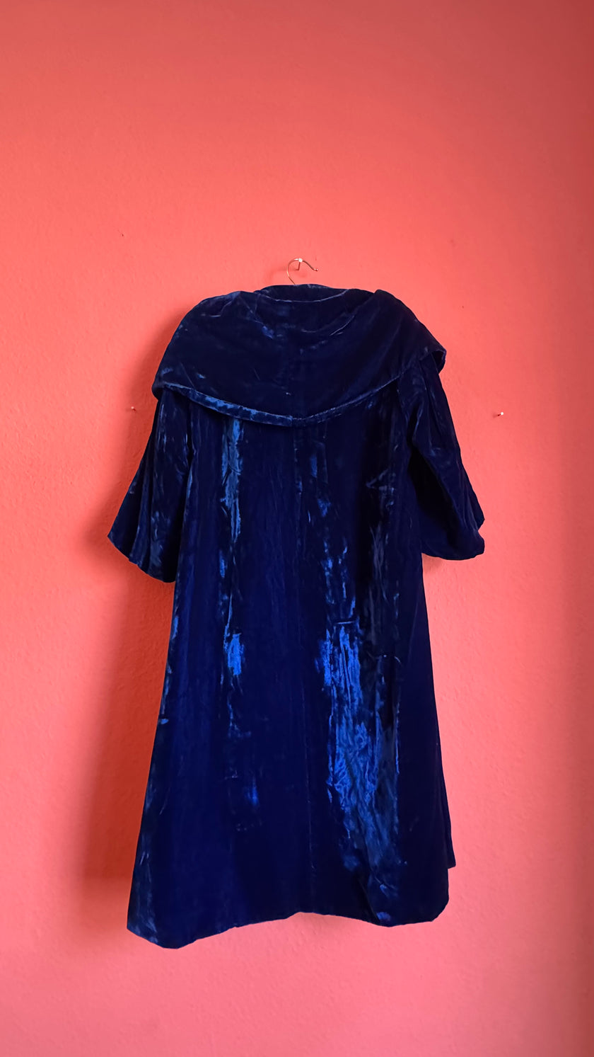 Vintage 1930s Blue Velvet Evening Coat By Kroll’s Of Rochester