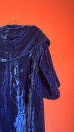Vintage 1930s Blue Velvet Evening Coat By Kroll’s Of Rochester