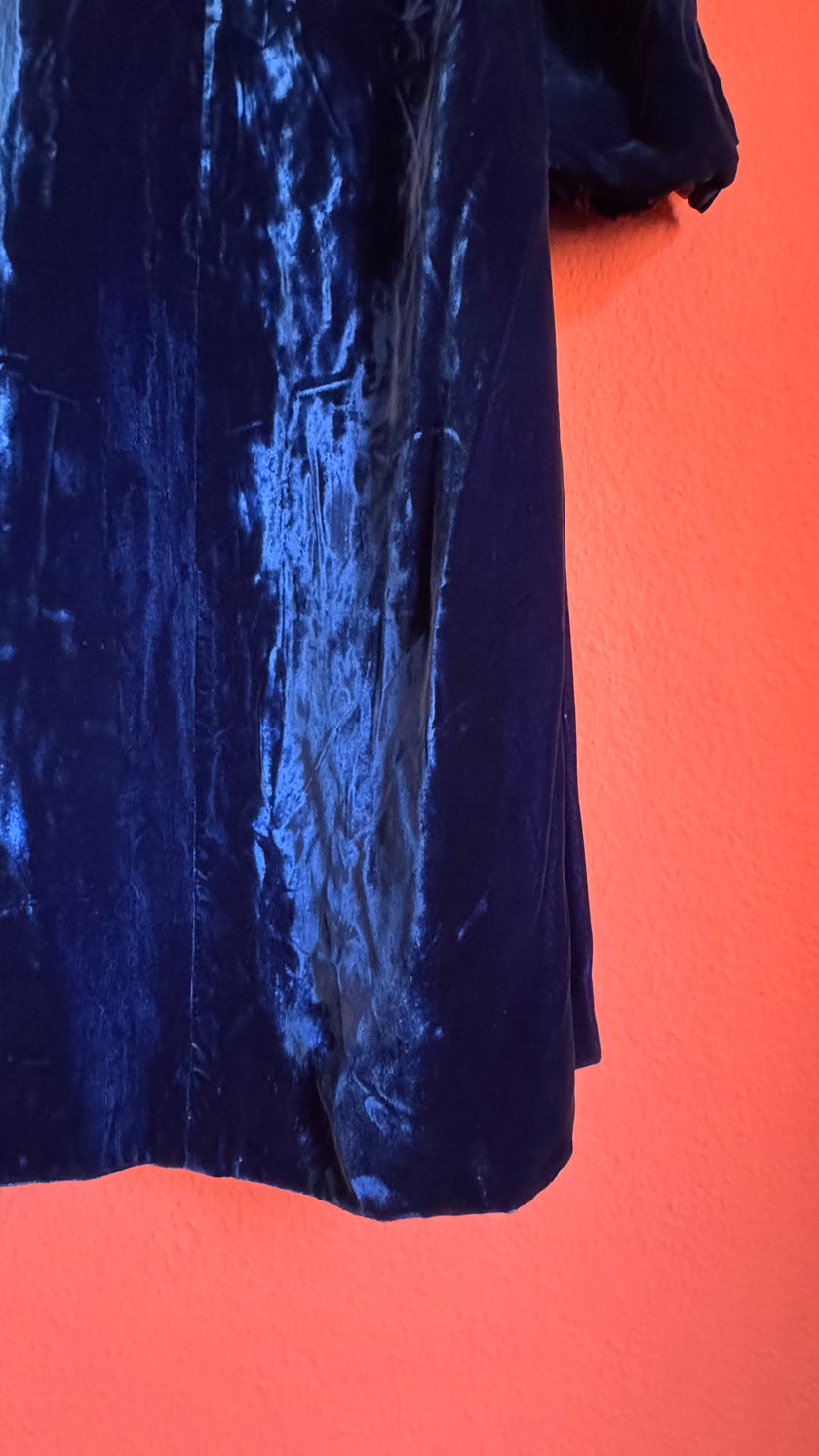 Vintage 1930s Blue Velvet Evening Coat By Kroll’s Of Rochester
