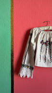 Vintage 1970s Folk Embroidered Cotton Blouse