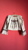 Vintage 1970s Folk Embroidered Cotton Blouse