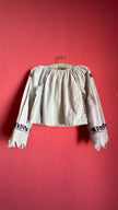 Vintage 1970s Folk Embroidered Cotton Blouse