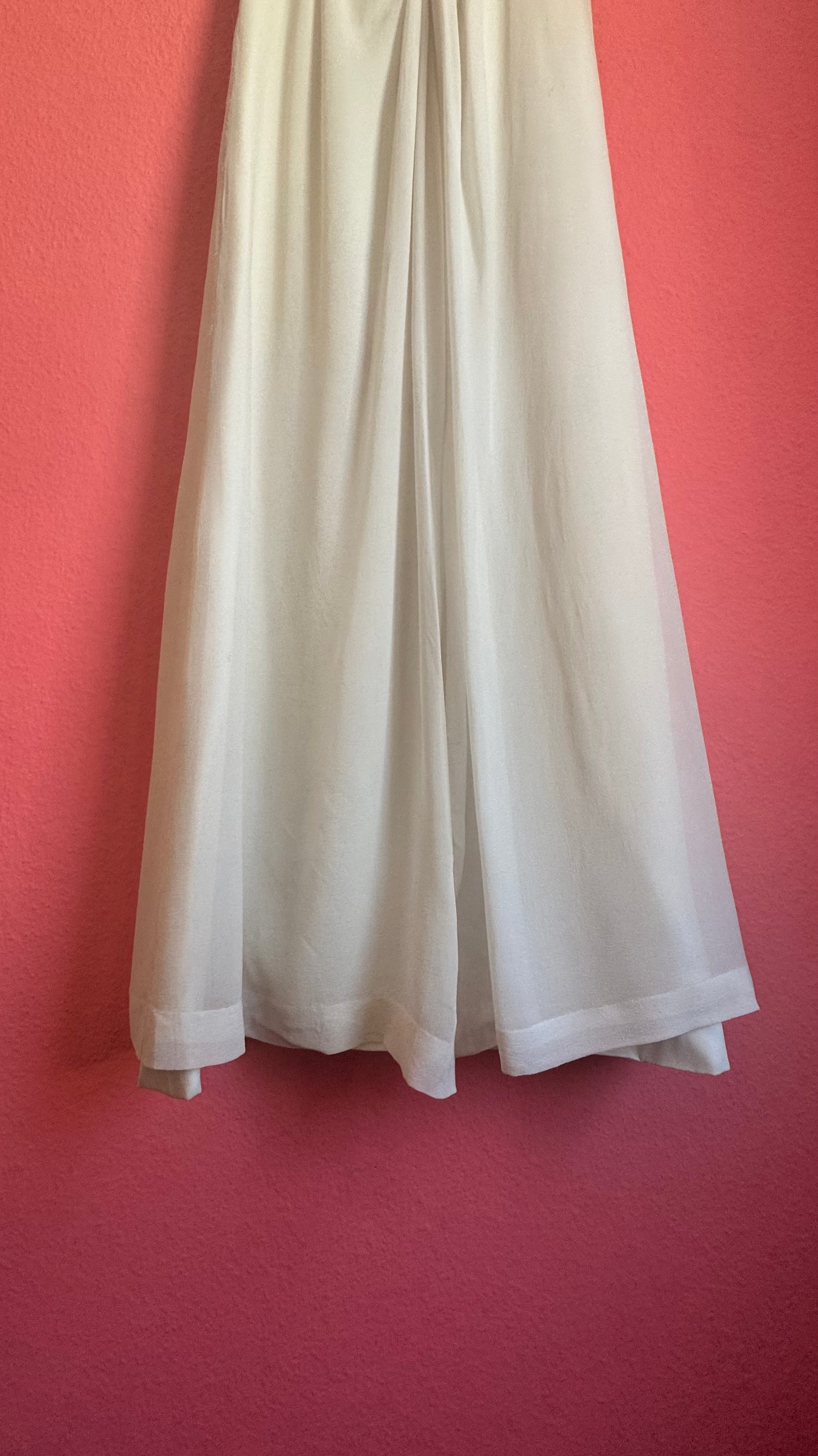 Vintage 1960s Ivory Lace Chiffon Evening Dress