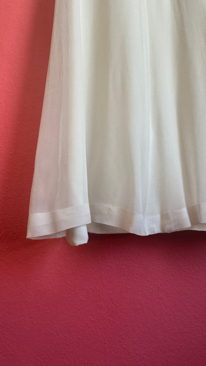 Vintage 1960s Ivory Lace Chiffon Evening Dress