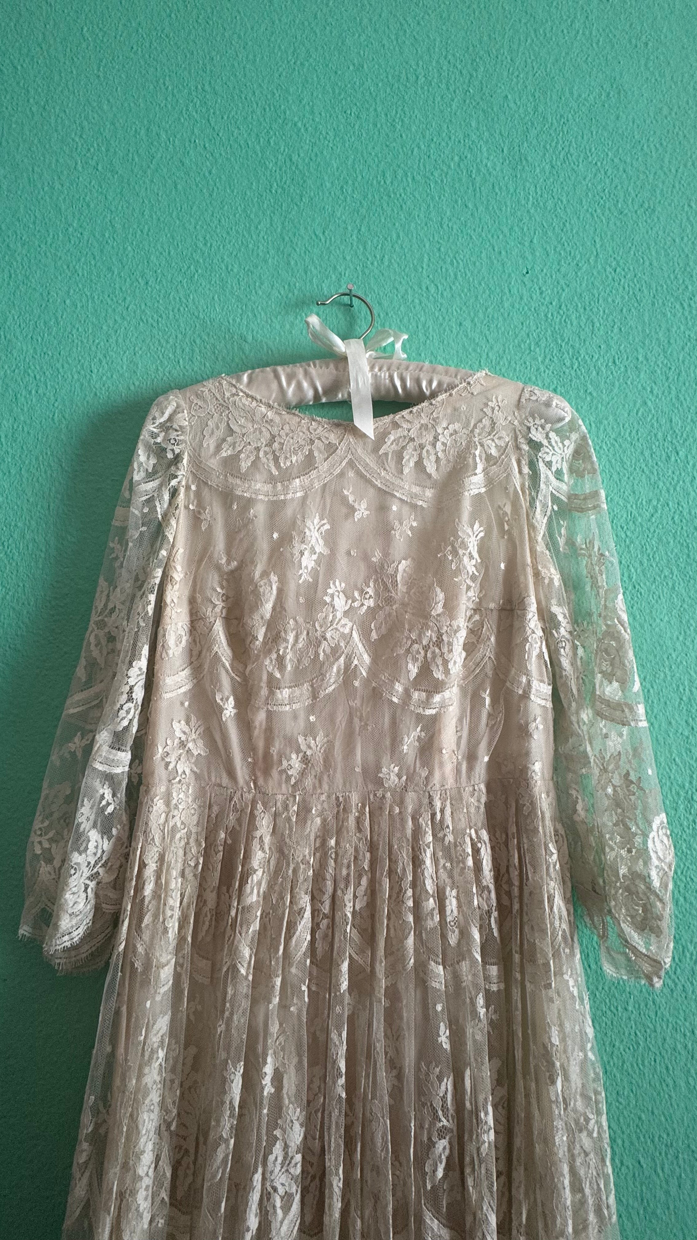 Vintage 1950s Ivory Lace Tea Dress