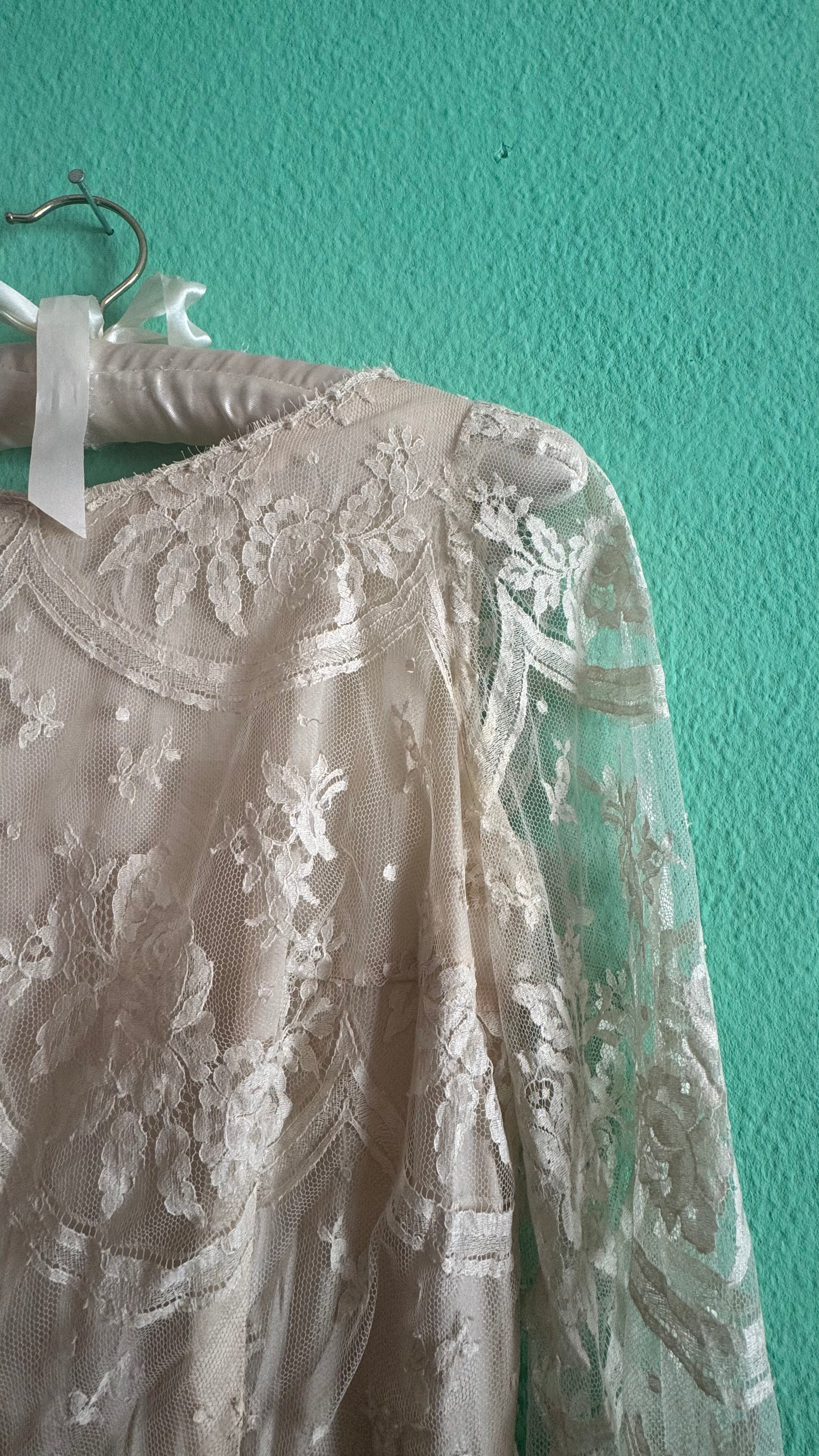 Vintage 1950s Ivory Lace Tea Dress