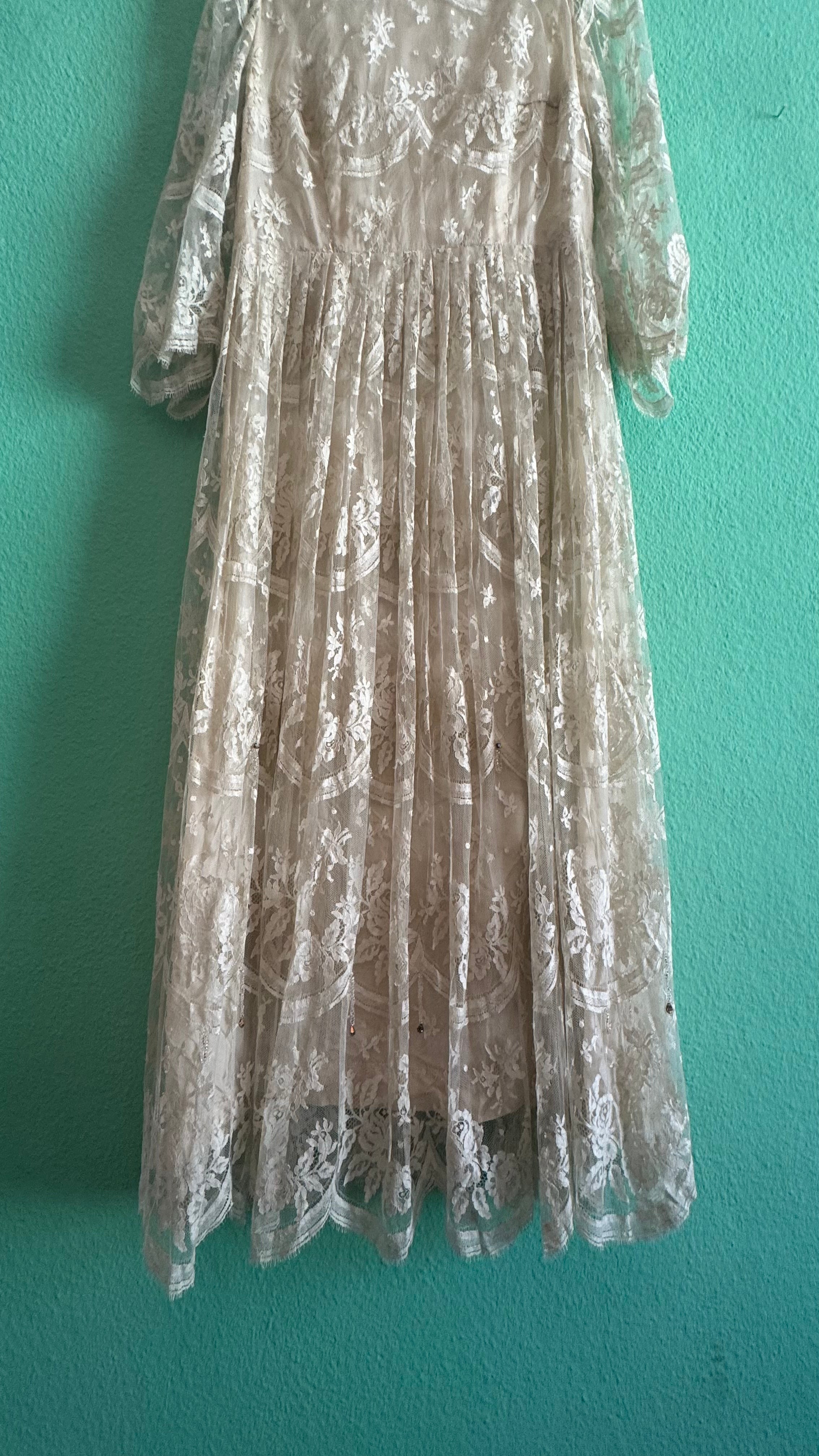 Vintage 1950s Ivory Lace Tea Dress