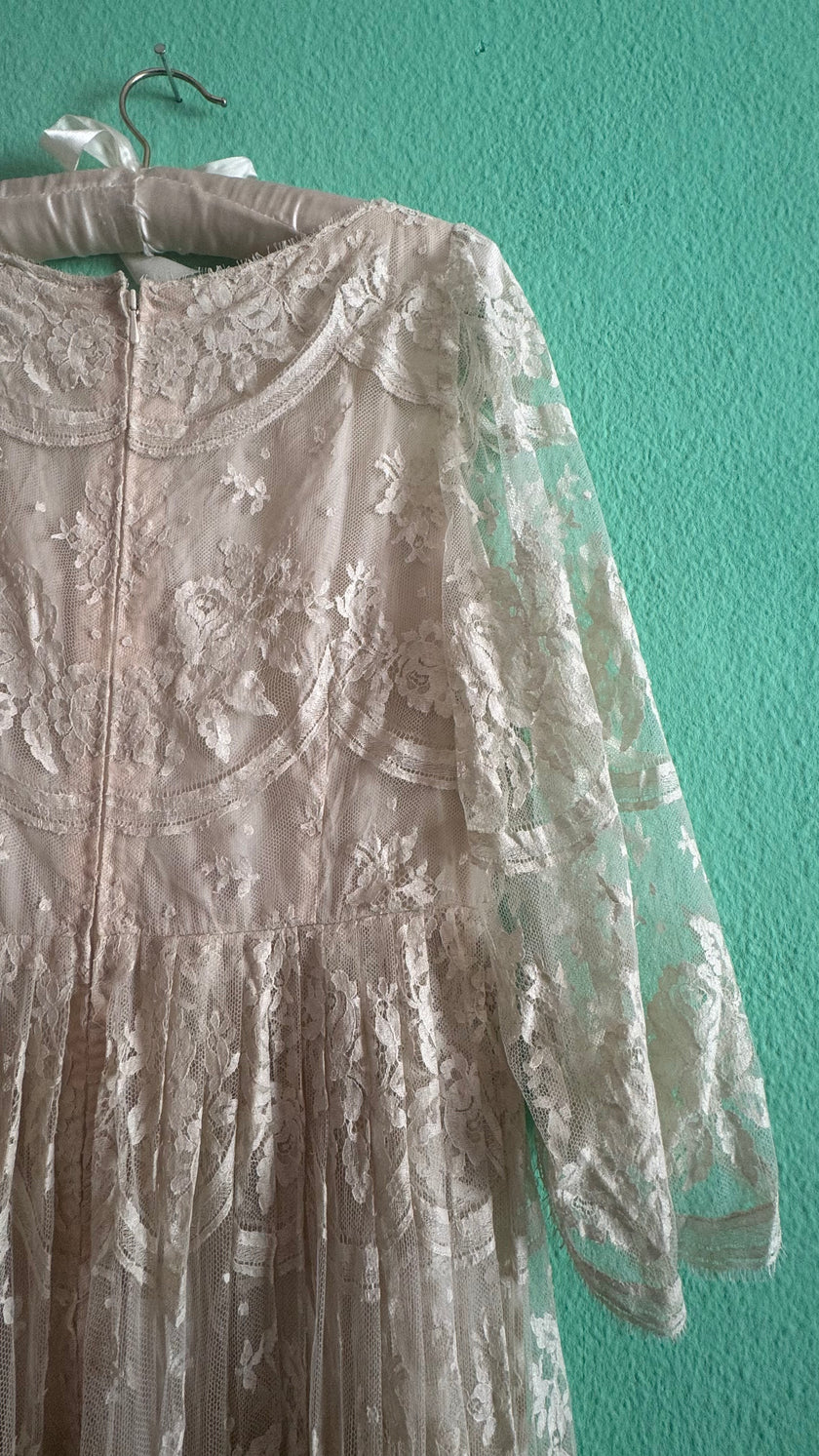 Vintage 1950s Ivory Lace Tea Dress