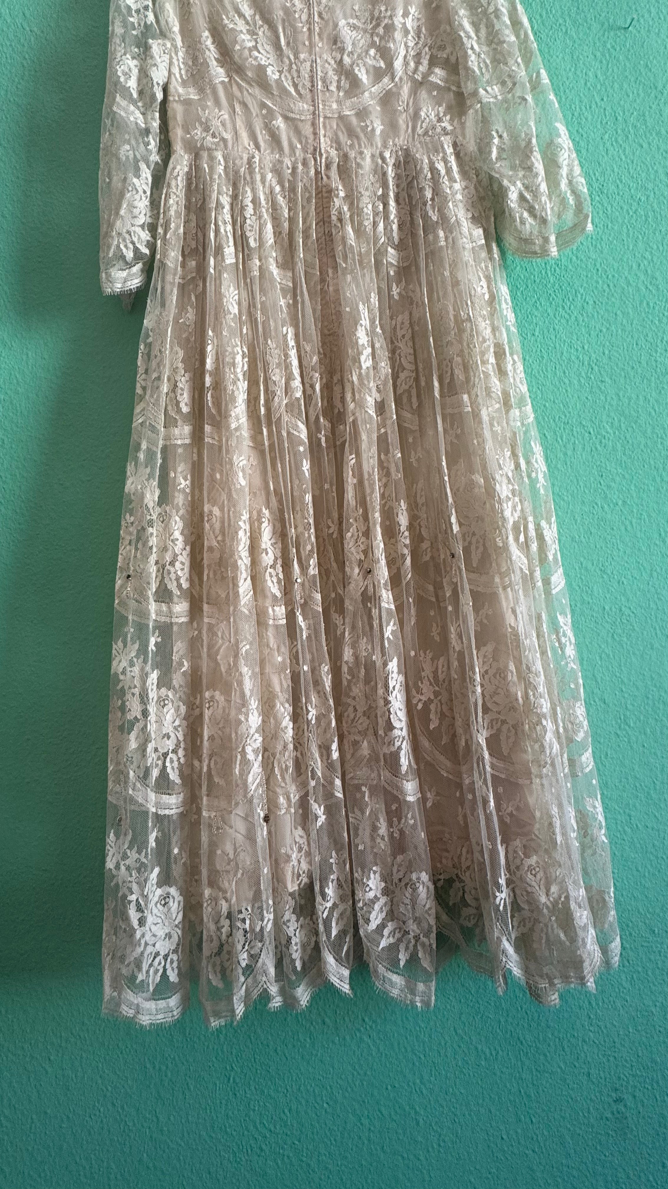 Vintage 1950s Ivory Lace Tea Dress