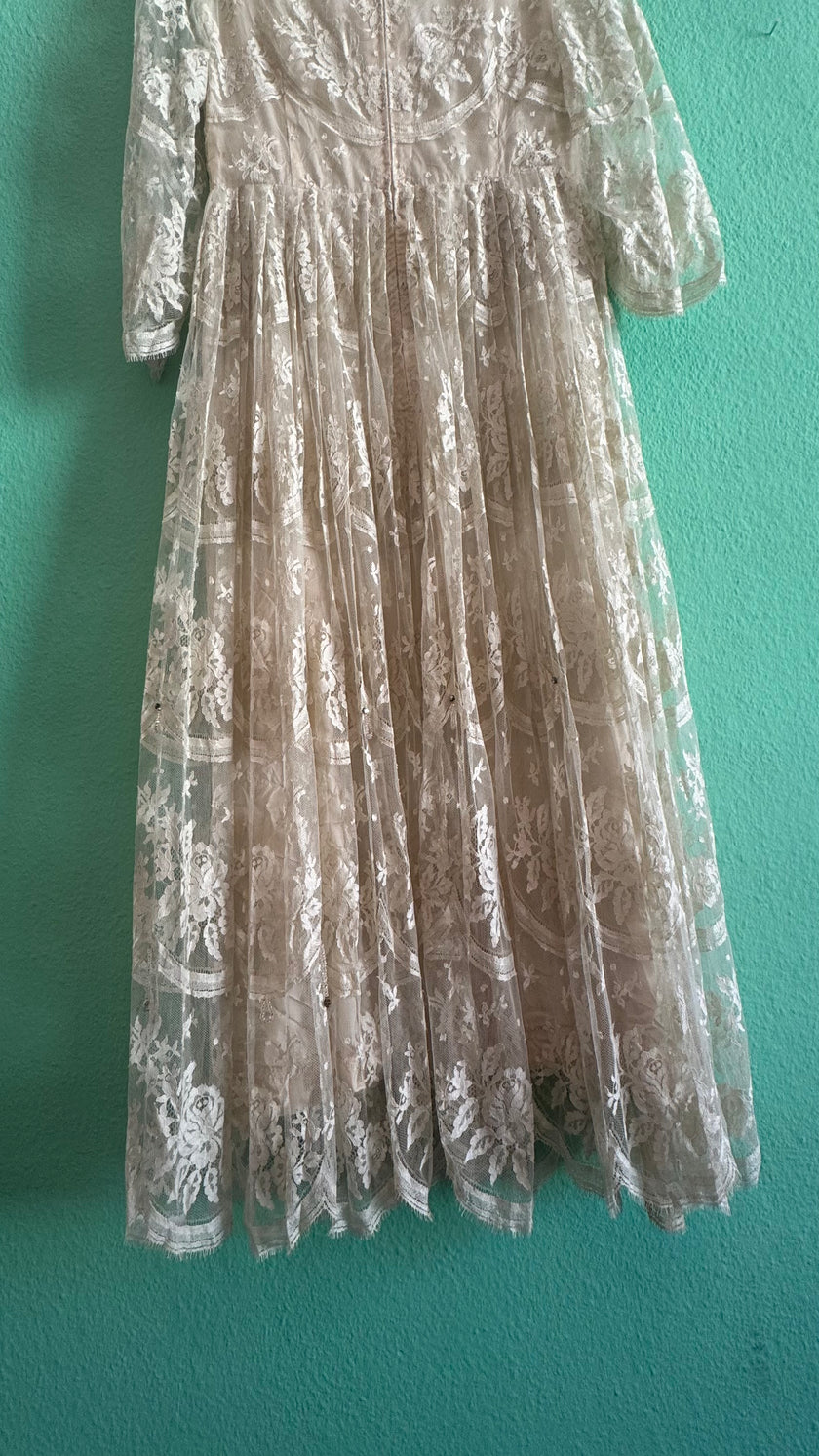 Vintage 1950s Ivory Lace Tea Dress