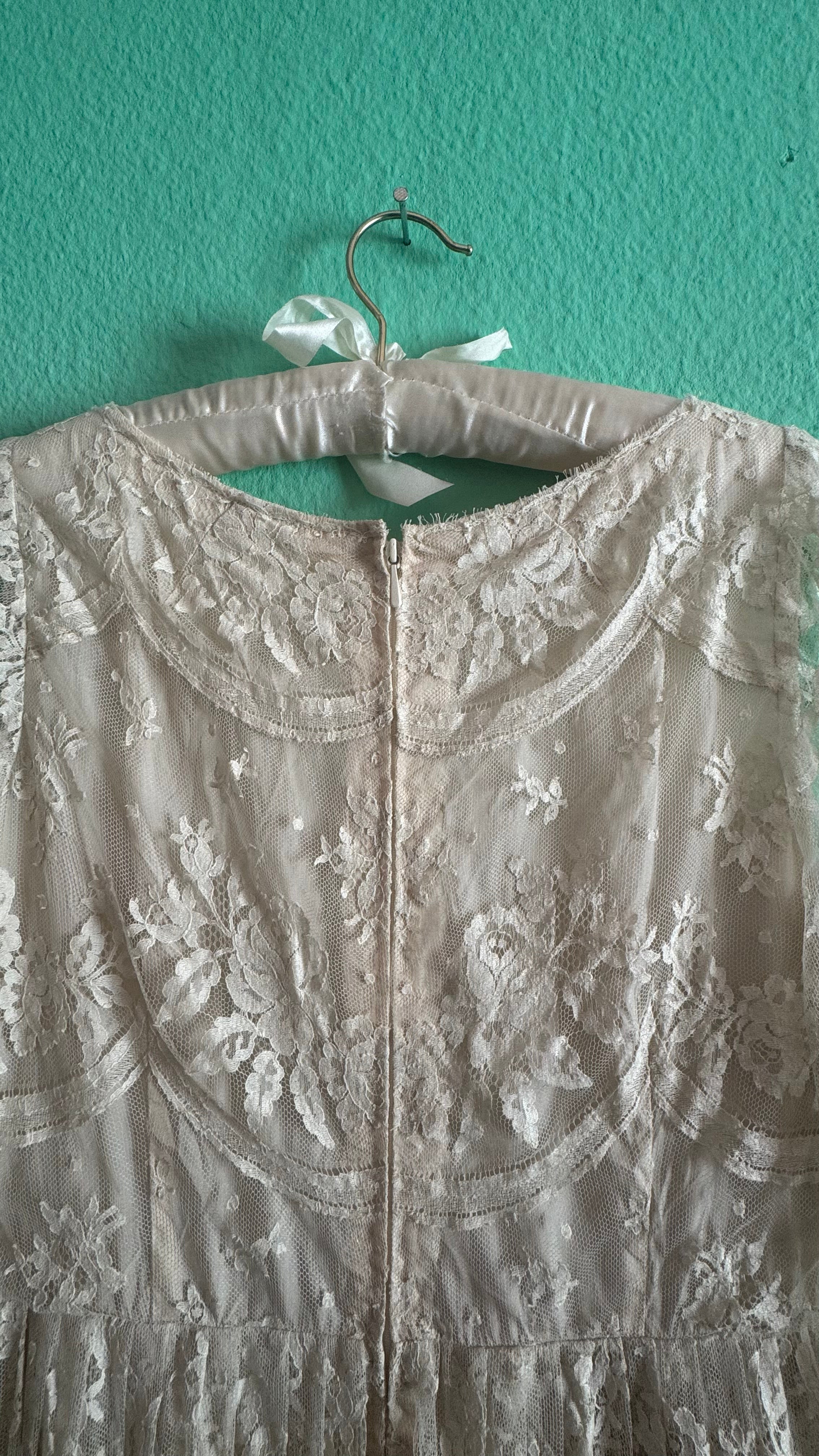 Vintage 1950s Ivory Lace Tea Dress