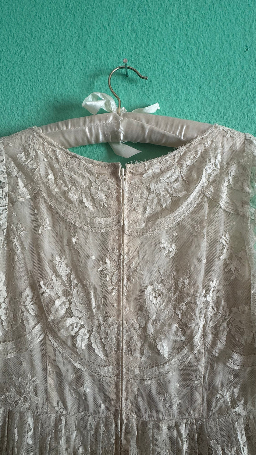 Vintage 1950s Ivory Lace Tea Dress