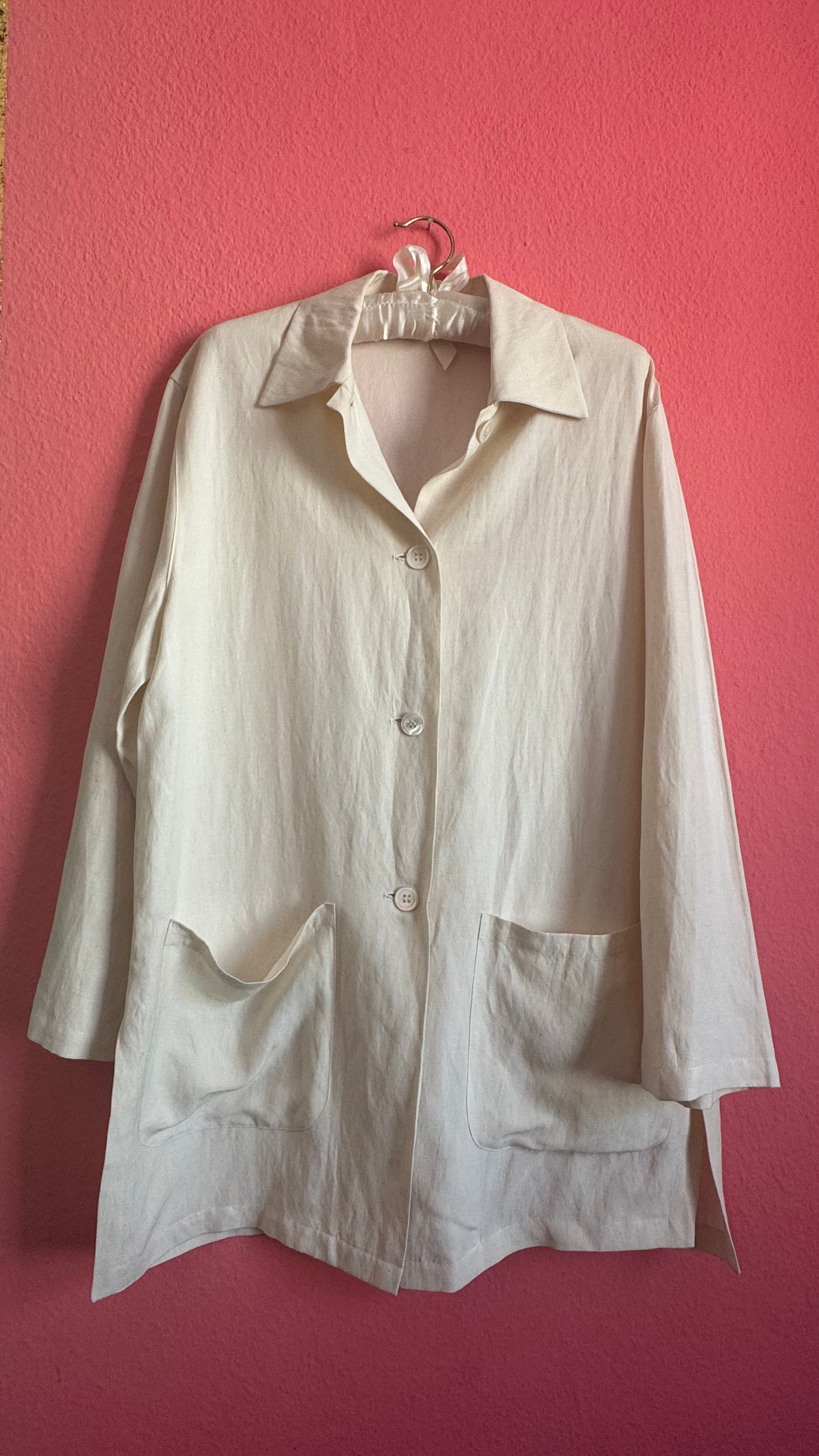 Vintage 1990s Ivory Silk Linen Three-Piece Set By Maska Base