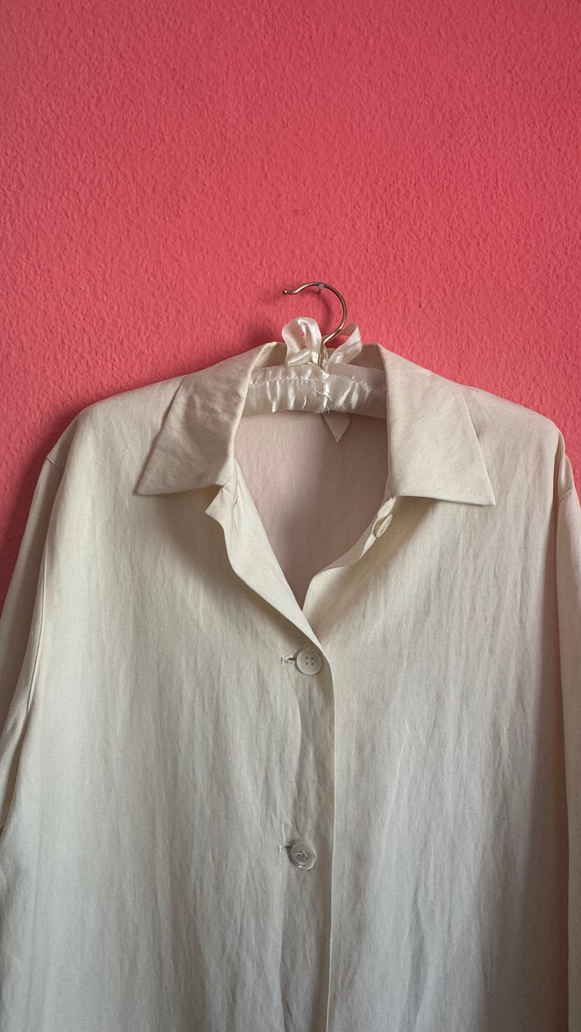Vintage 1990s Ivory Silk Linen Three-Piece Set By Maska Base