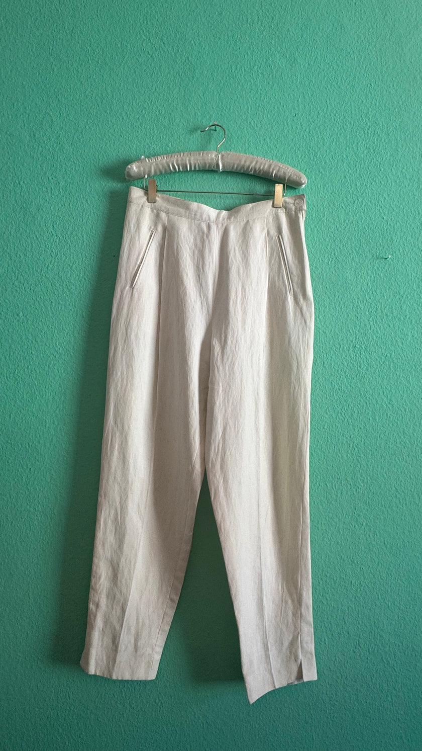 Vintage 1990s Ivory Silk Linen Three-Piece Set By Maska Base