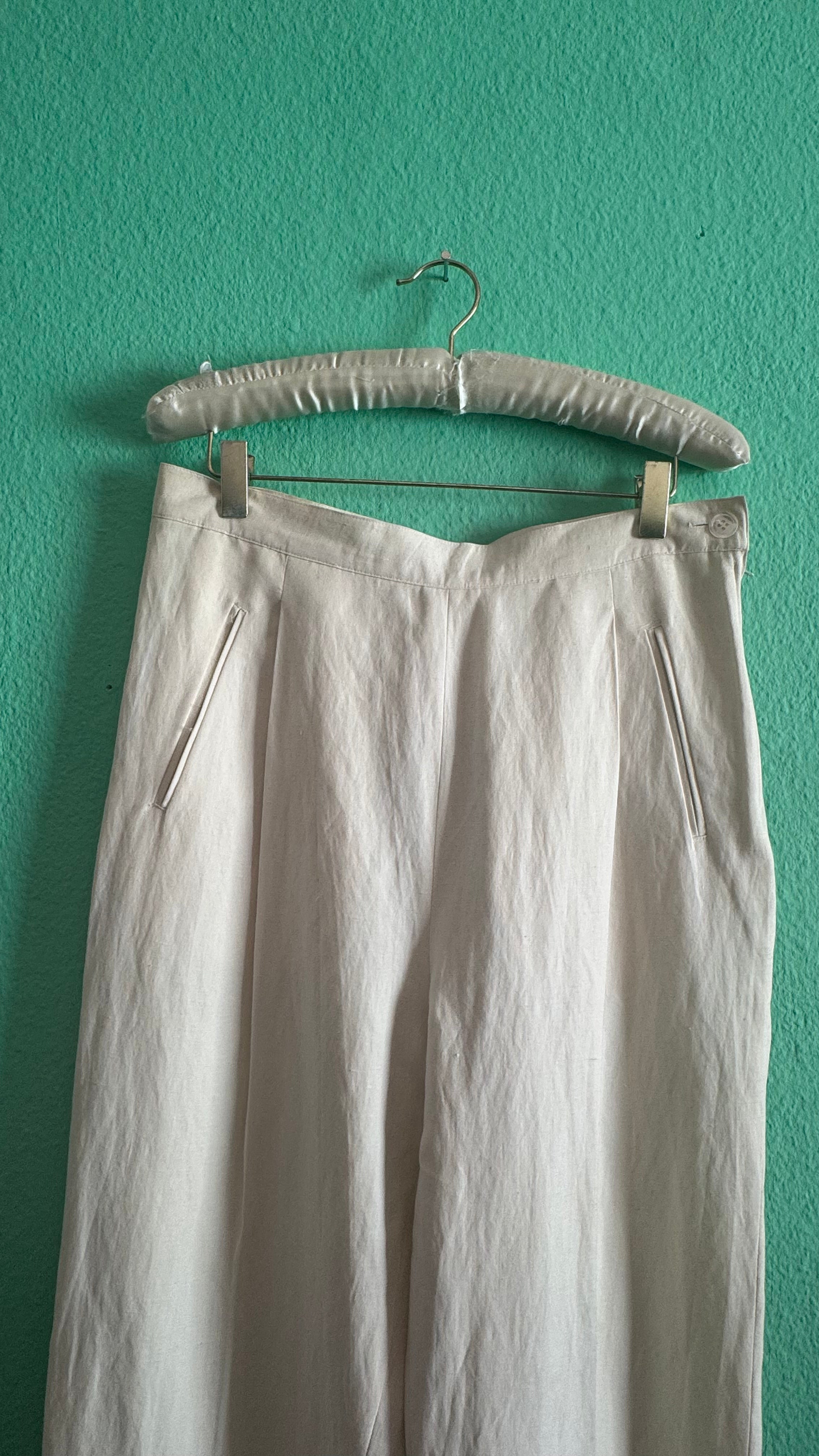 Vintage 1990s Ivory Silk Linen Three-Piece Set By Maska Base