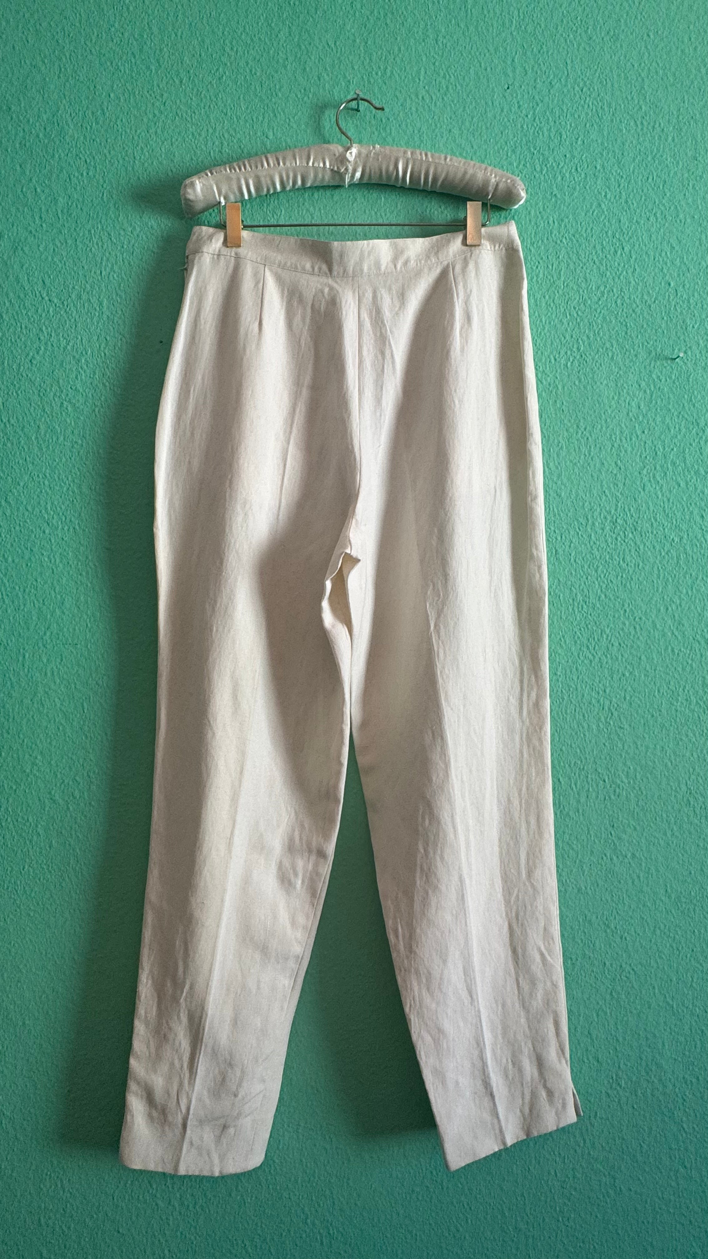 Vintage 1990s Ivory Silk Linen Three-Piece Set By Maska Base