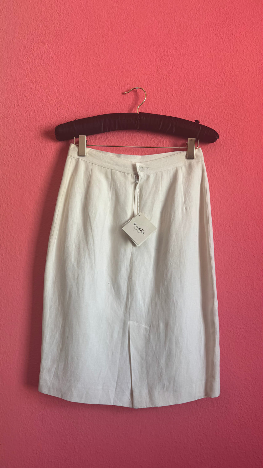 Vintage 1990s Ivory Silk Linen Three-Piece Set By Maska Base