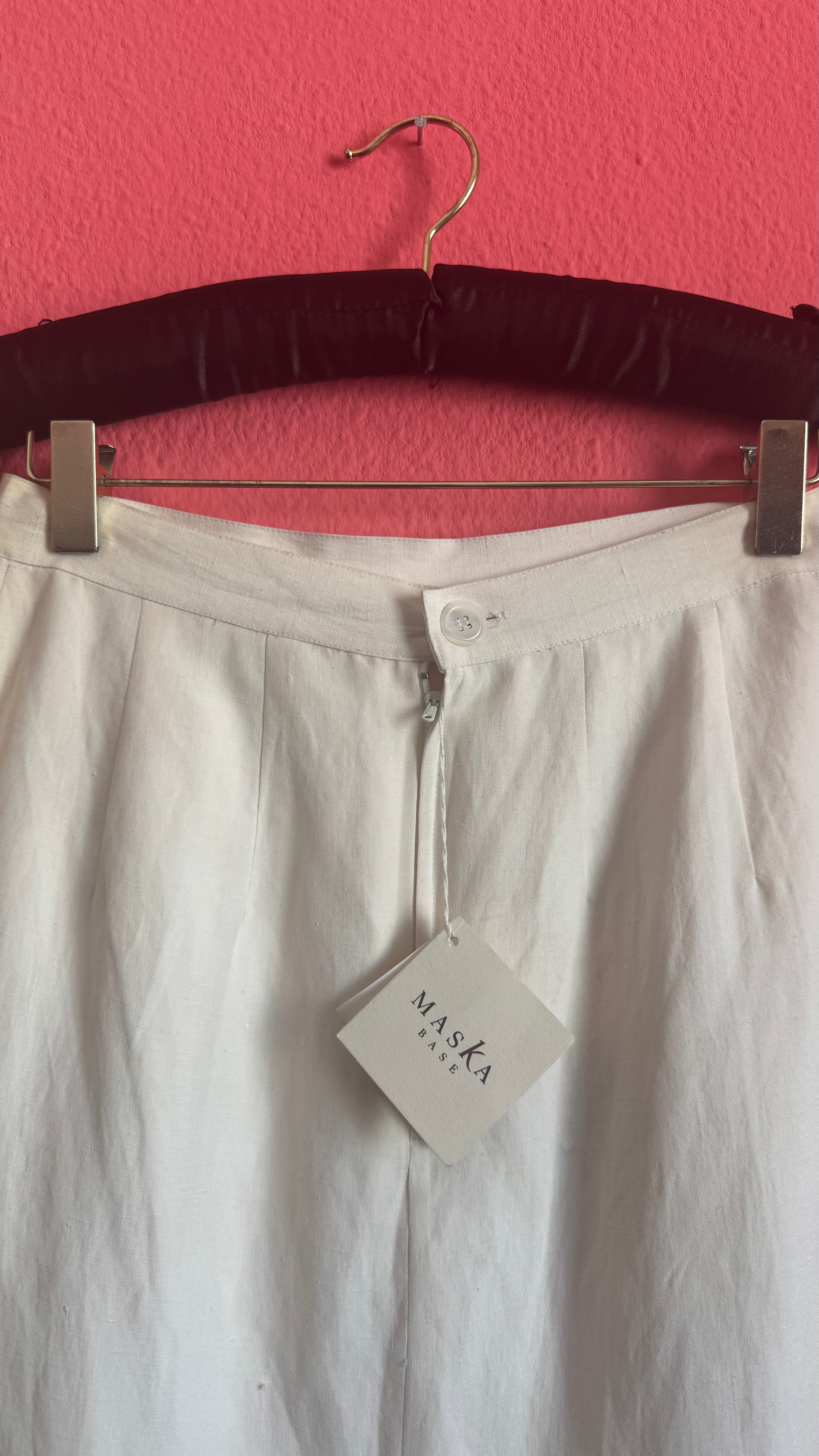 Vintage 1990s Ivory Silk Linen Three-Piece Set By Maska Base