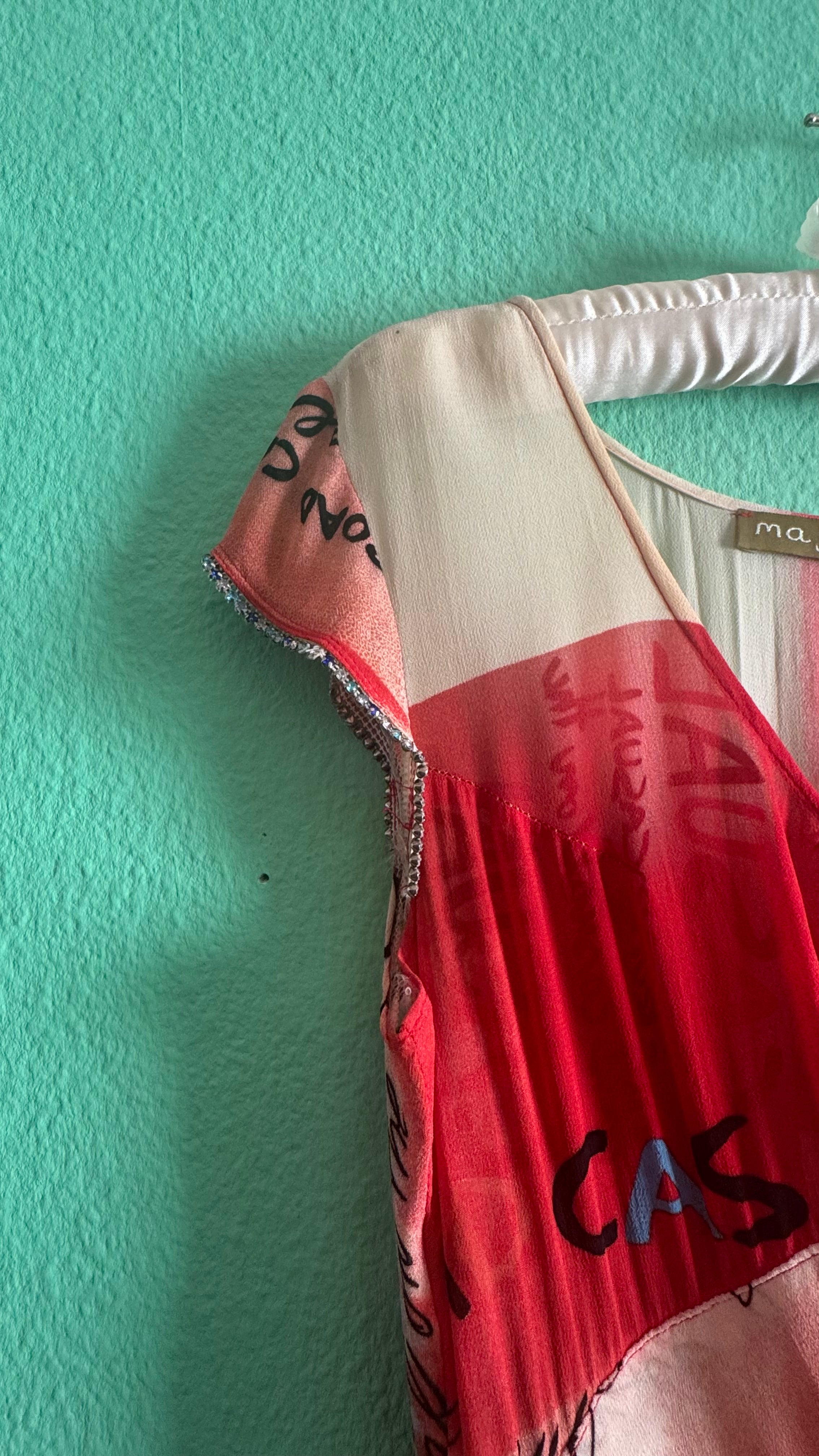 Vintage 2000s Maje Paris Graphic Silk-Blend Midi Dress