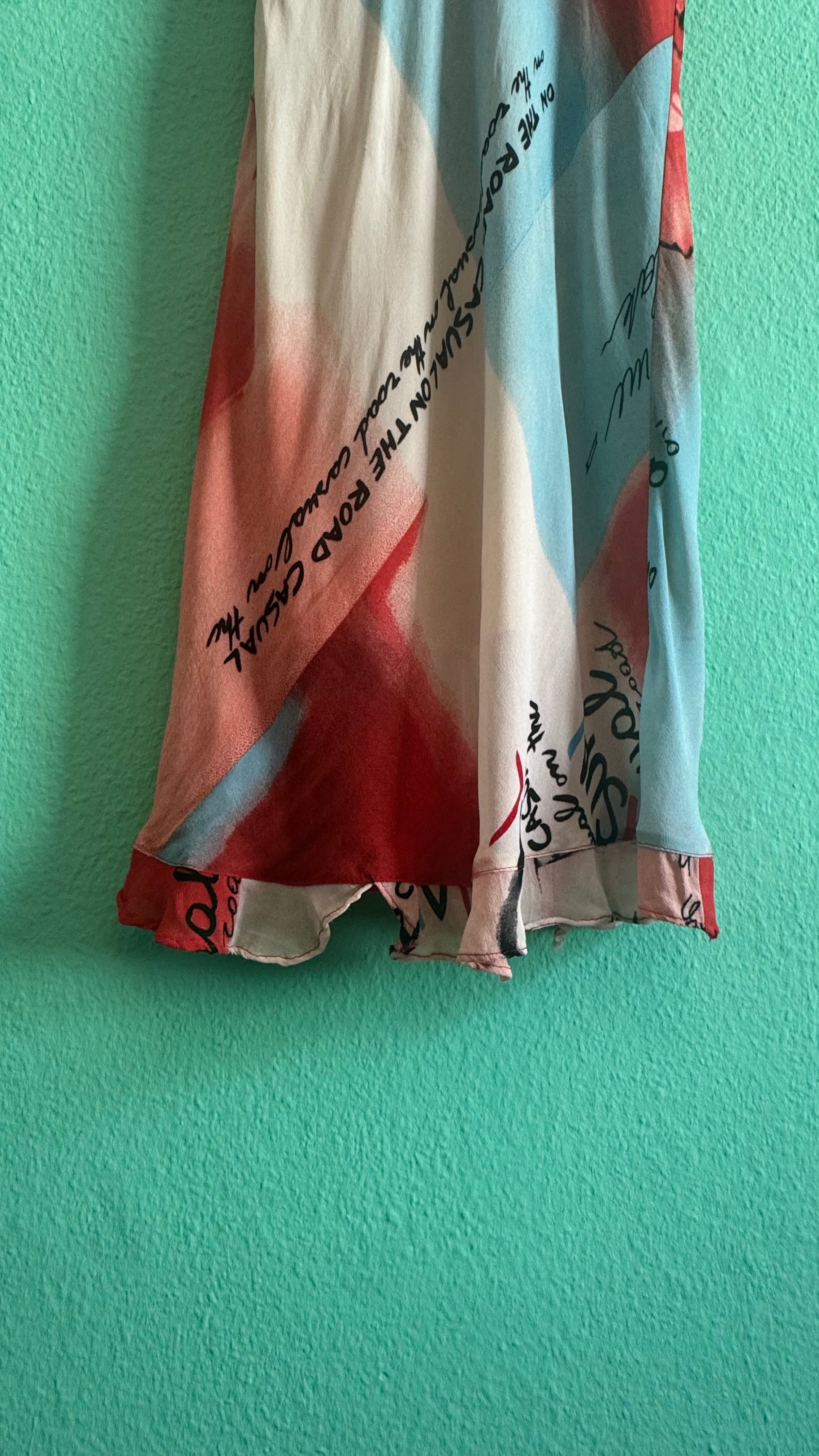 Vintage 2000s Maje Paris Graphic Silk-Blend Midi Dress